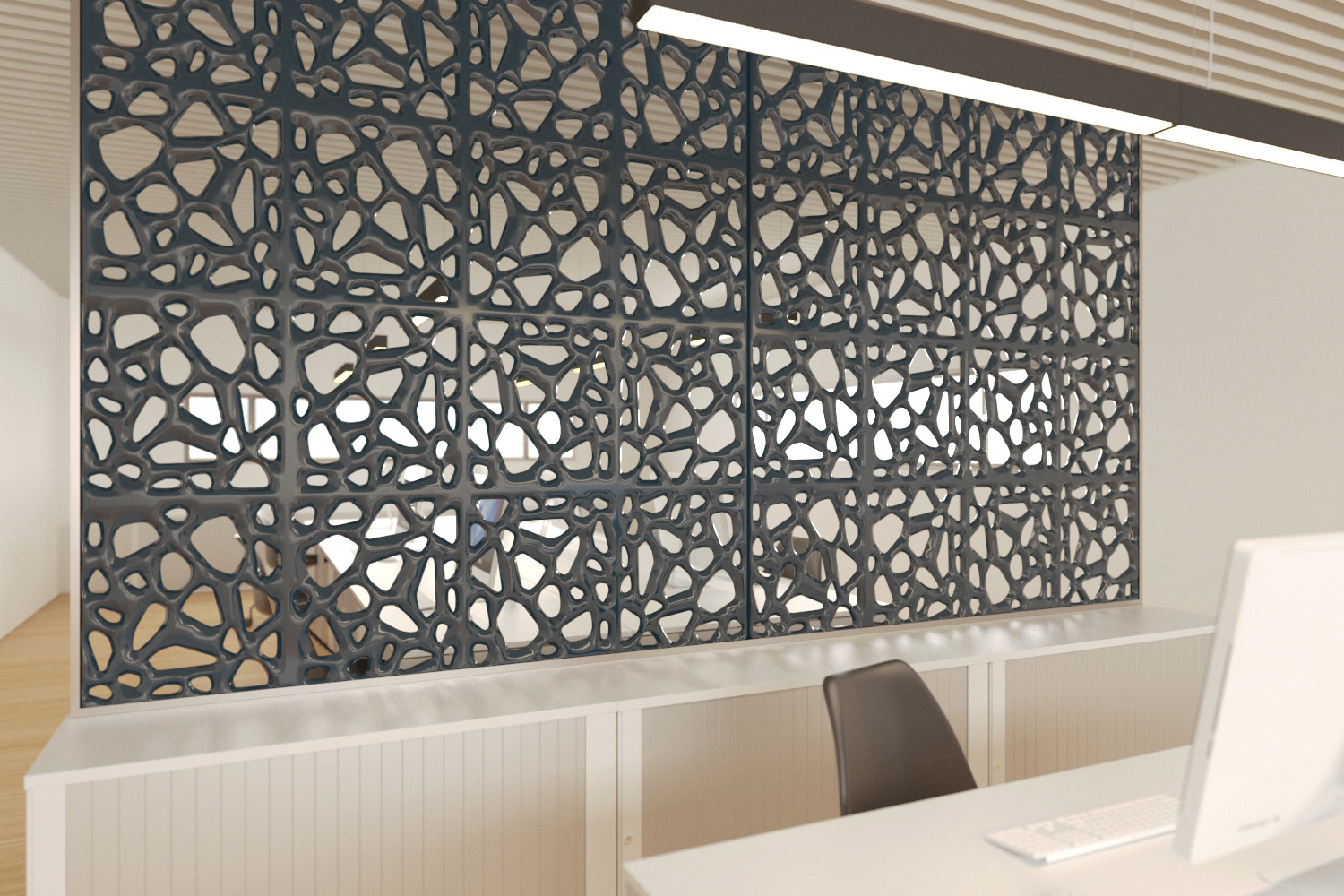 Paneles y celosías decorativas en oficinas